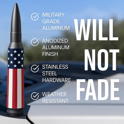 🚘50 Cal Badass Bullet Antenna for Ford Dodge GMC Chevy & Jeep 2007+ Stand Out Upgrade Your Truck Antenna Anti-Theft Design Military-Grade Quality Auxiliary Audio Inputs