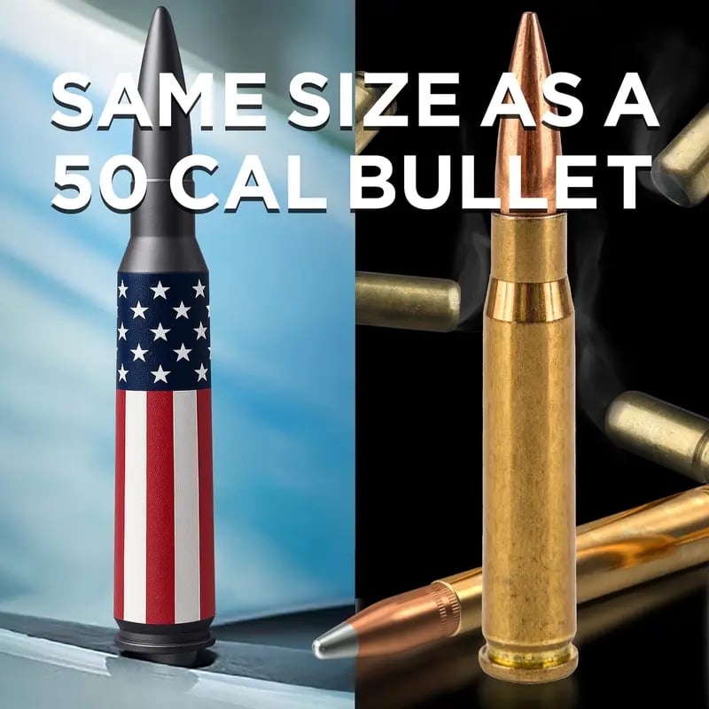🚘50 Cal Badass Bullet Antenna for Ford Dodge GMC Chevy & Jeep 2007+ Stand Out Upgrade Your Truck Antenna Anti-Theft Design Military-Grade Quality Auxiliary Audio Inputs
